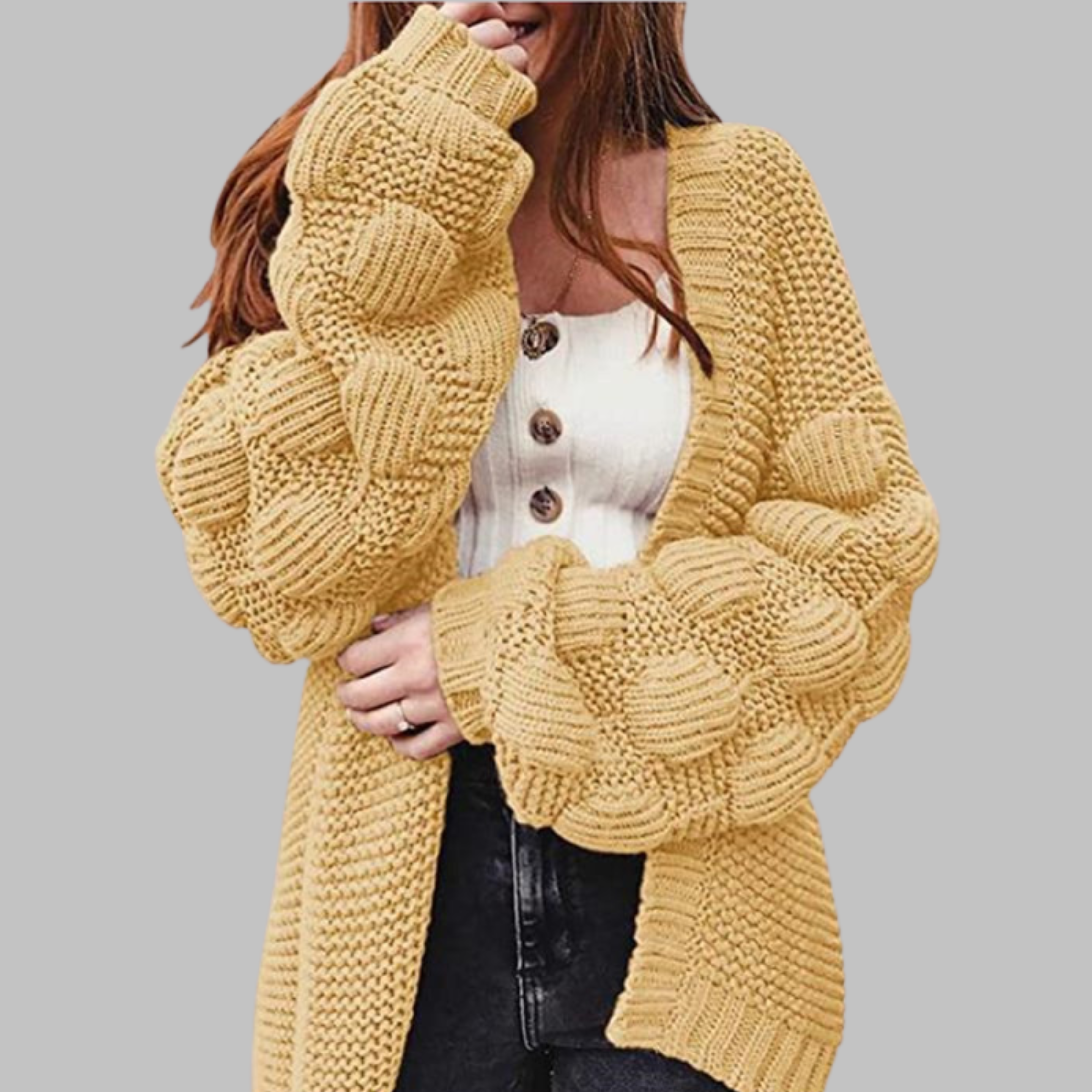 Vintage Oversized Chunky Knit Open-Front Cardigan