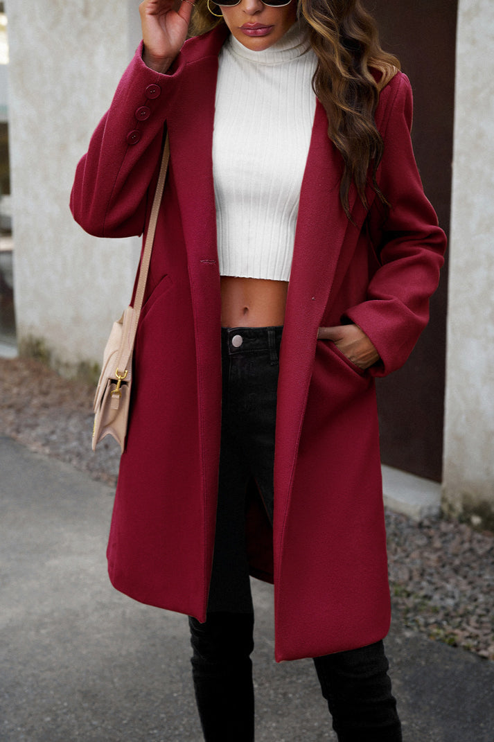 Oversized Solid Color Wool Blend Coat
