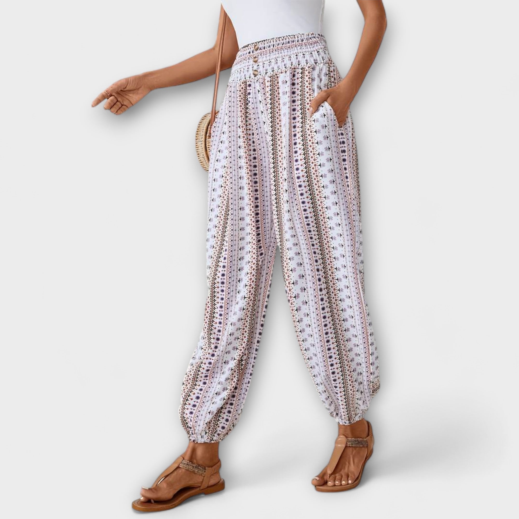 Ethnic Graphic Print Pants — Bold Patterned Trousers with Comfortable Fit