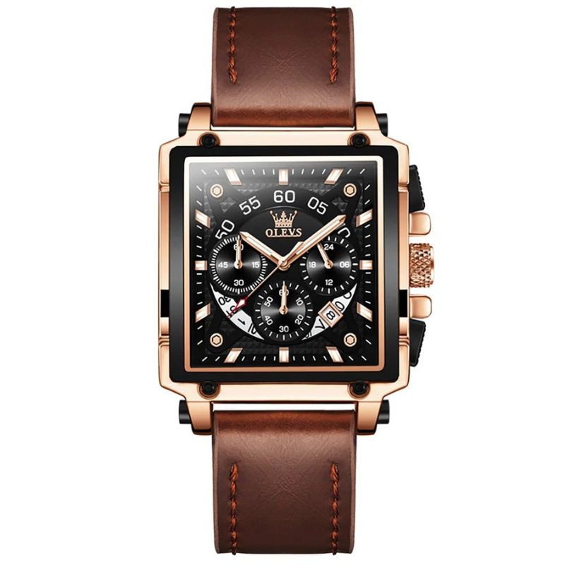 Elegant chronograph watch with a square dial for a sophisticated style