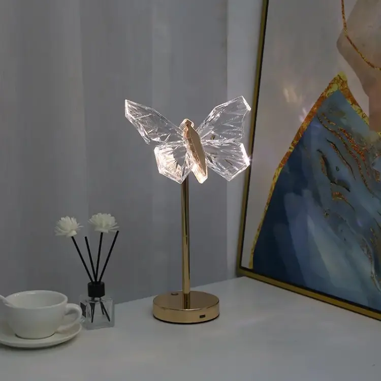 Elegant butterfly crystal table lamp for stylish living ambiance