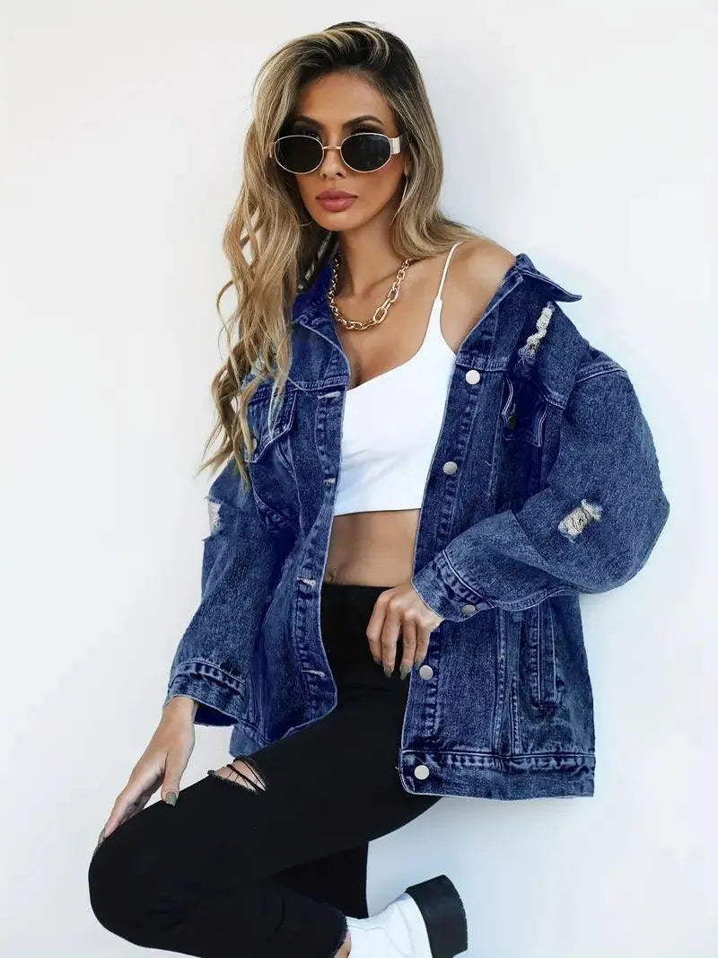 Stylish oversized denim jacket for women for a fashionable look