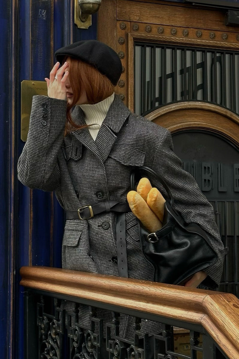 Double-cut wool tie blazer