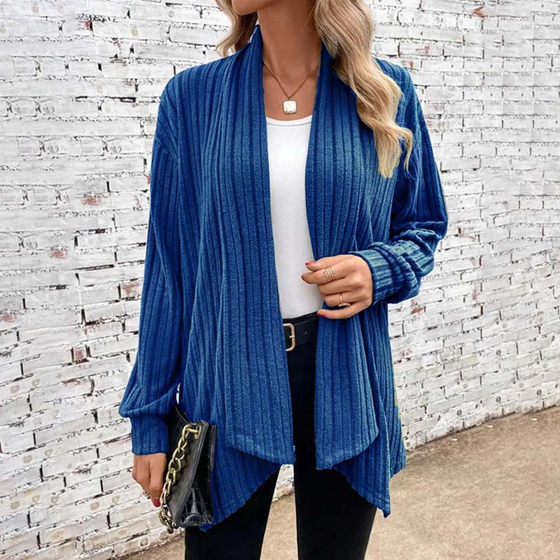 Women's Soft-Knit Ribbed Open-Front Cardigan