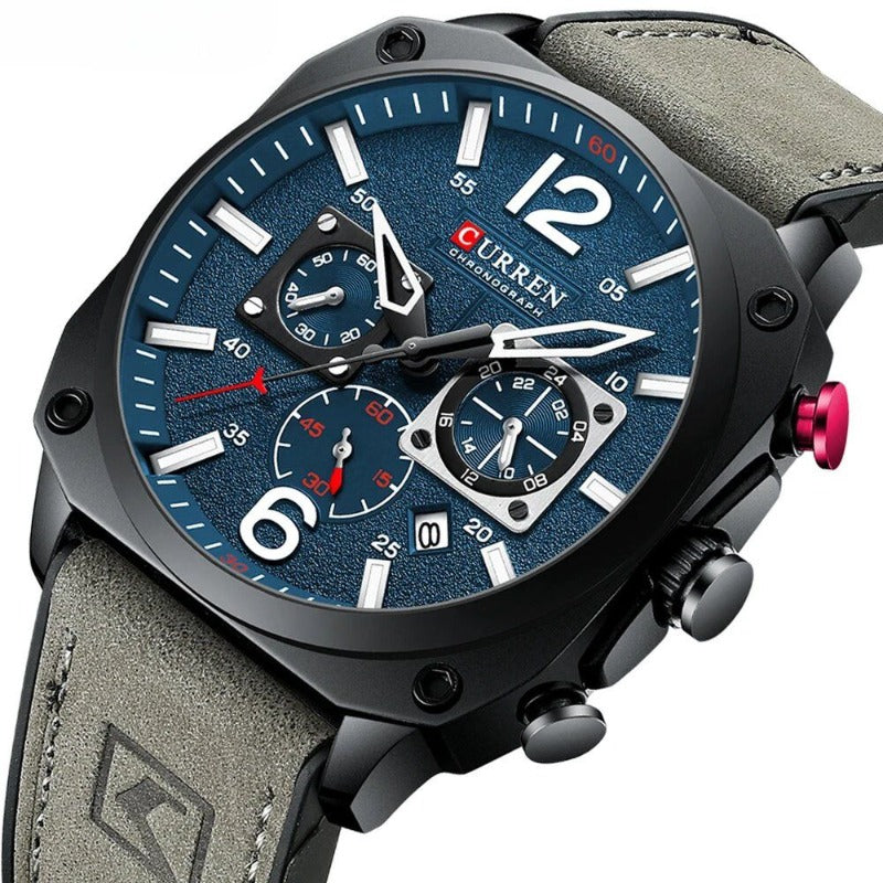 Elegant Leather Bracelet with Quartz Movement for Women and Men