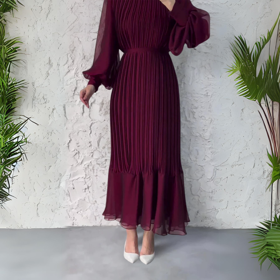 Hazel - Timeless Pleated Elegance Dress