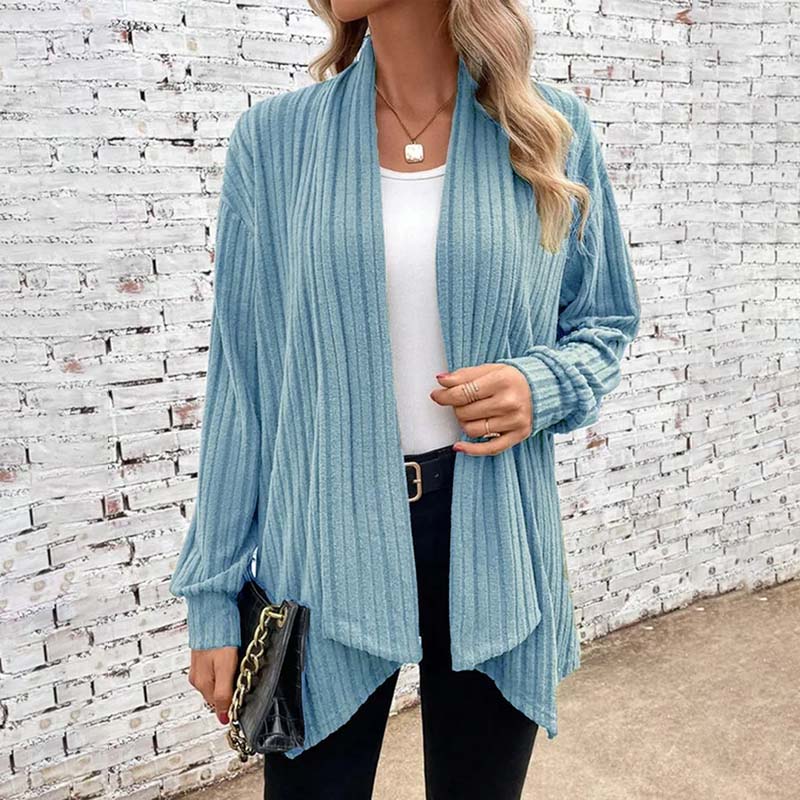 Women's Soft-Knit Ribbed Open-Front Cardigan