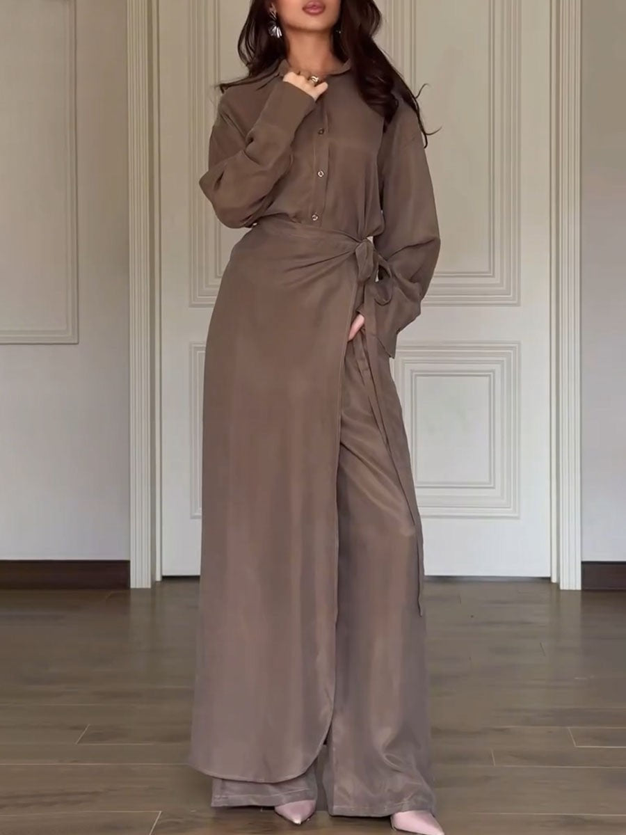 Elegant Shirt and Coordinated Skirt-Pant Ensemble for a Chic Look