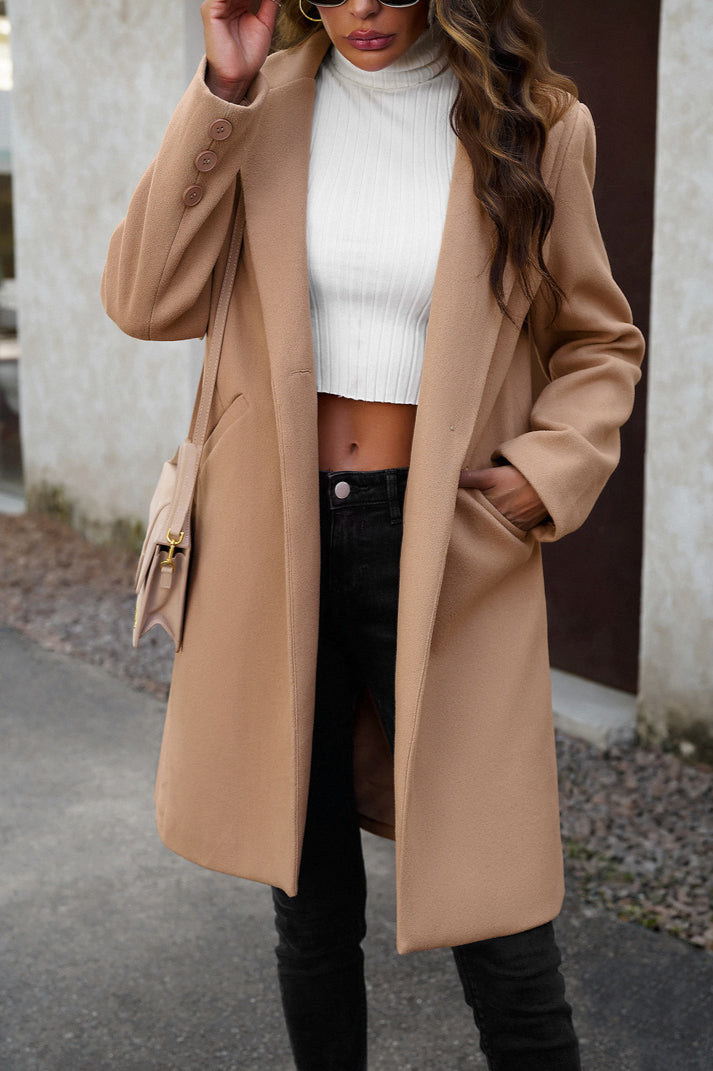 Oversized Solid Color Wool Blend Coat
