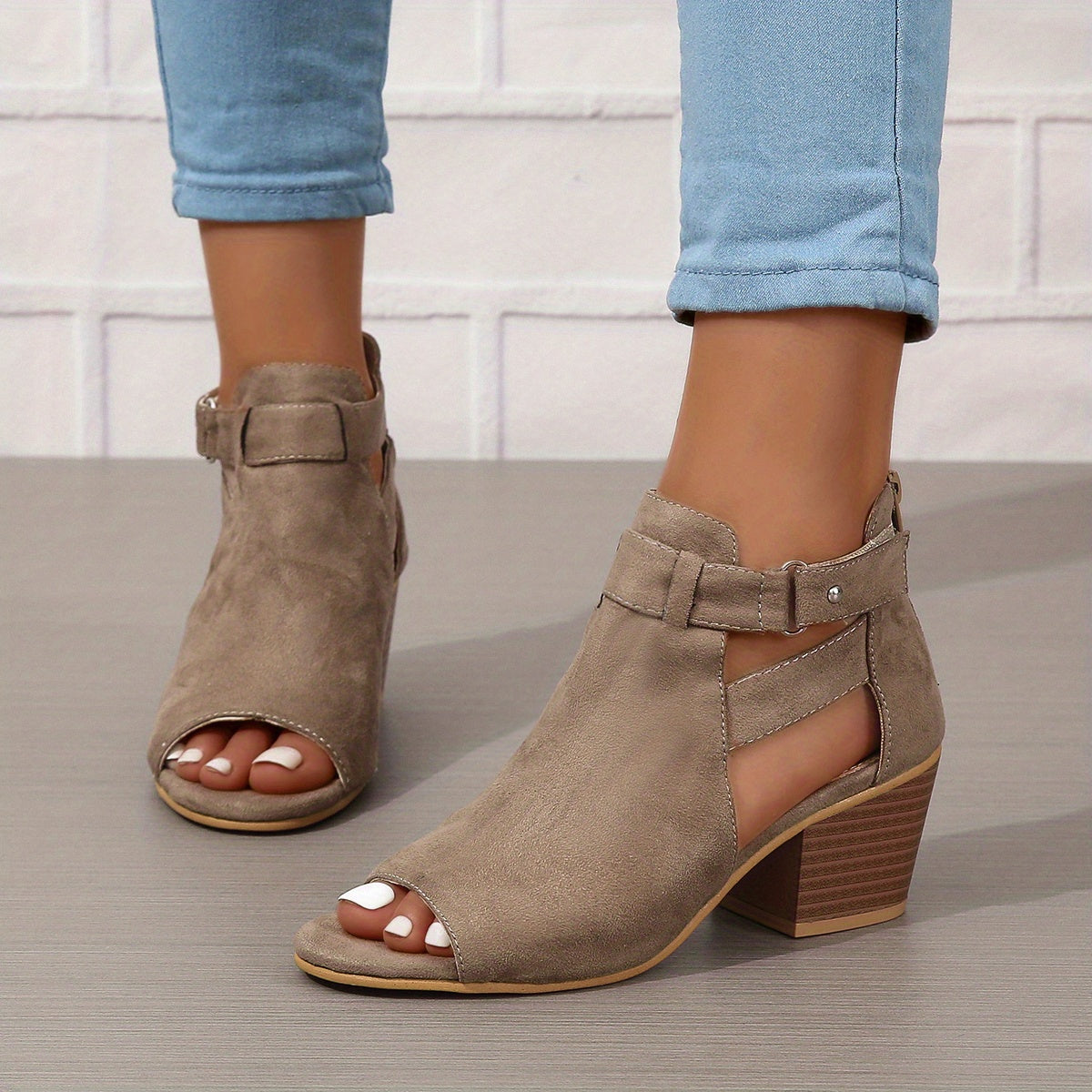 Isabel Women's Open-Toe Heeled Sandals with Cutout Ankle-Boot Style and Bold Block Heel