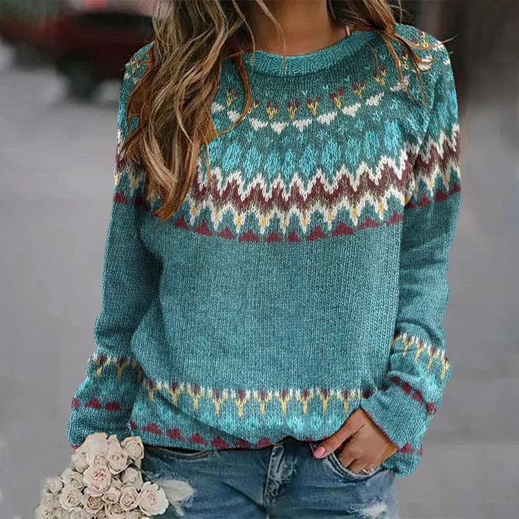 Peyton - Comfortable Retro Style Sweatshirt with Wave Pattern