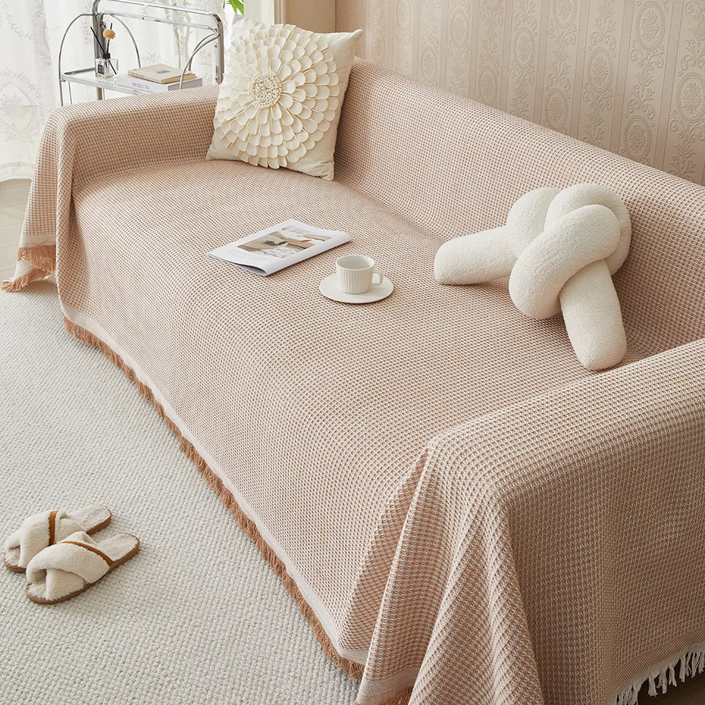 Elegant Breathable Cotton Sofa Cover - Durable and Trendy Furniture Protector