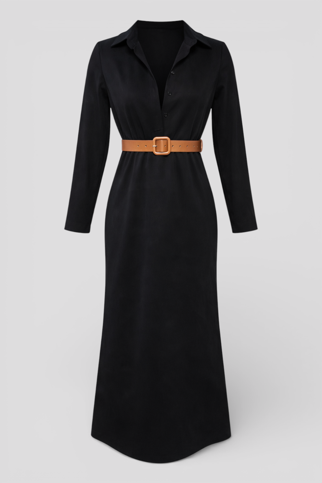 Simple and Elegant Maxi Polyester Dress with Bow Tie