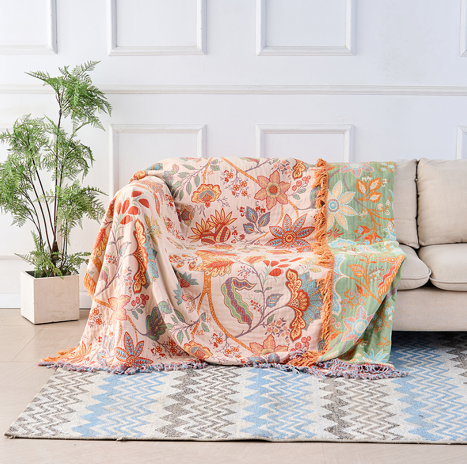 Boho Floral Print Blanket โ Cozy and Warm Throw for Couch, Bed, and Outdoor Activities