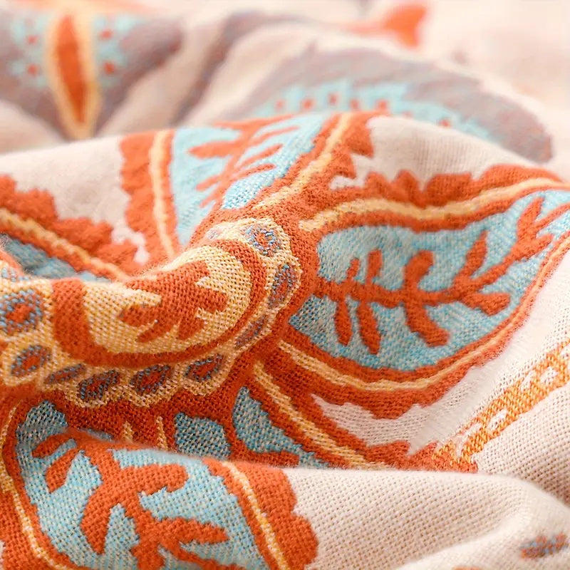 Boho Floral Print Blanket โ Cozy and Warm Throw for Couch, Bed, and Outdoor Activities