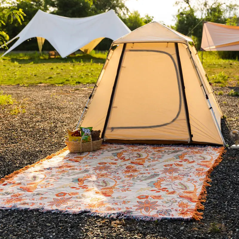 Boho Floral Print Blanket โ Cozy and Warm Throw for Couch, Bed, and Outdoor Activities