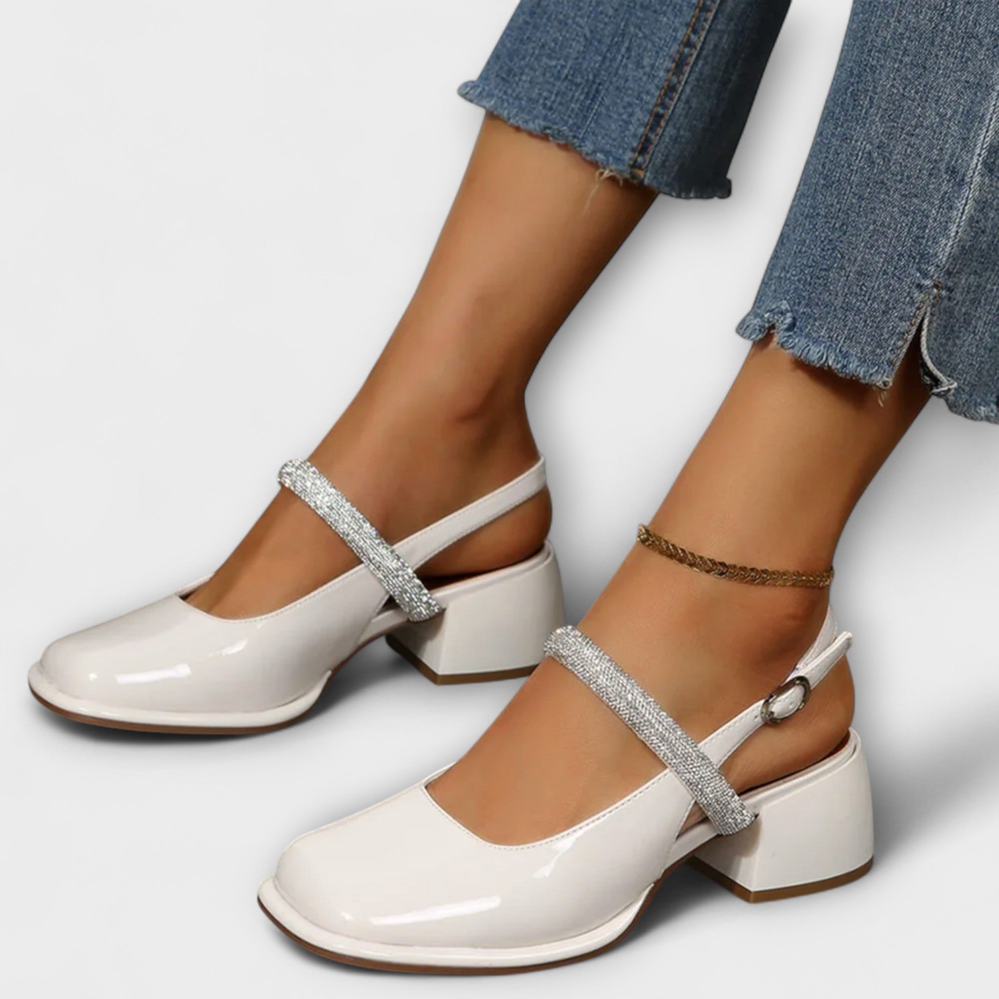 Celandra – Enchanting Mary Jane with sparkling straps and a bold block heel