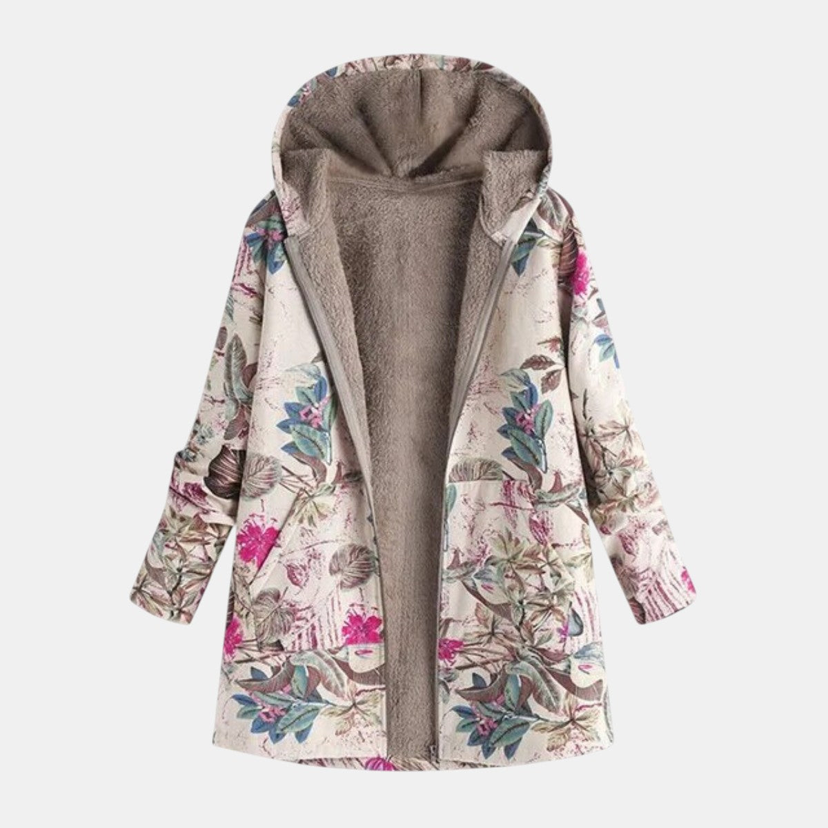 Ivy | Cozy Pastel Botanical Fleece-Lined Jacket