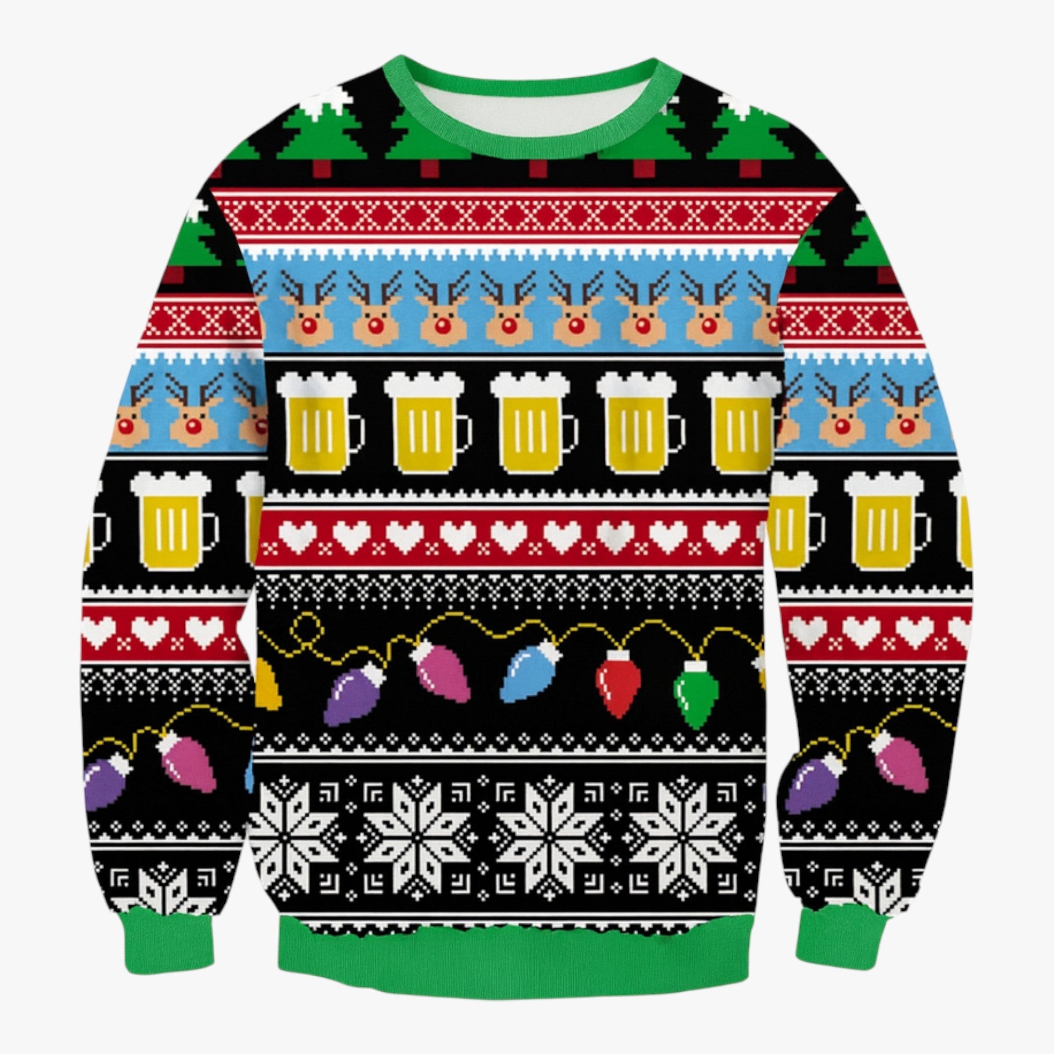Men's Christmas Sweater with Funny Reindeer Print β Perfect for Cozy Holiday Days