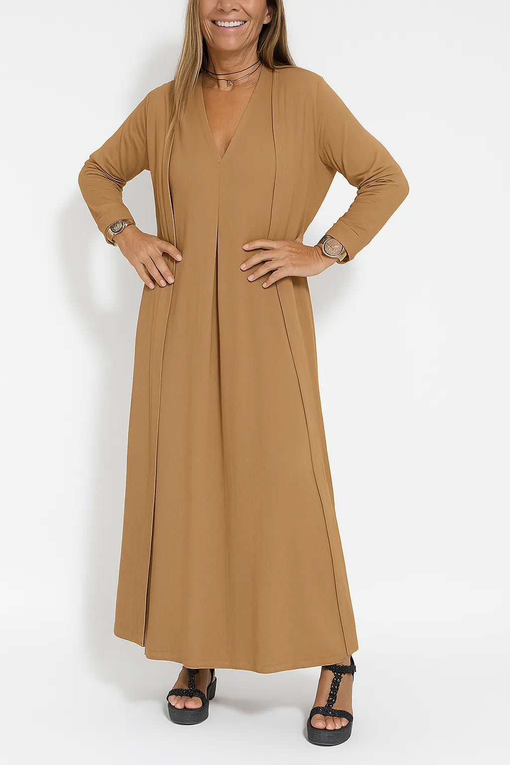 Carmela | Elegant Maxi Dress with Matching Cardigan