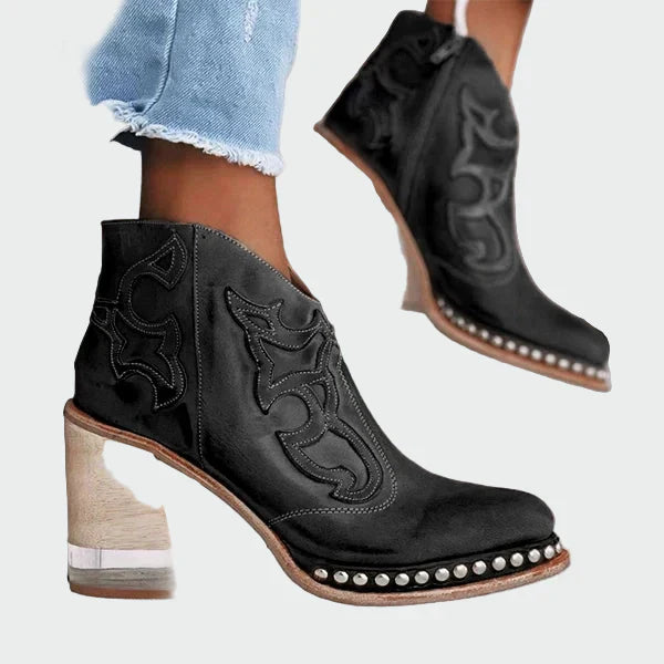 Stylish Embroidered Leather Boots