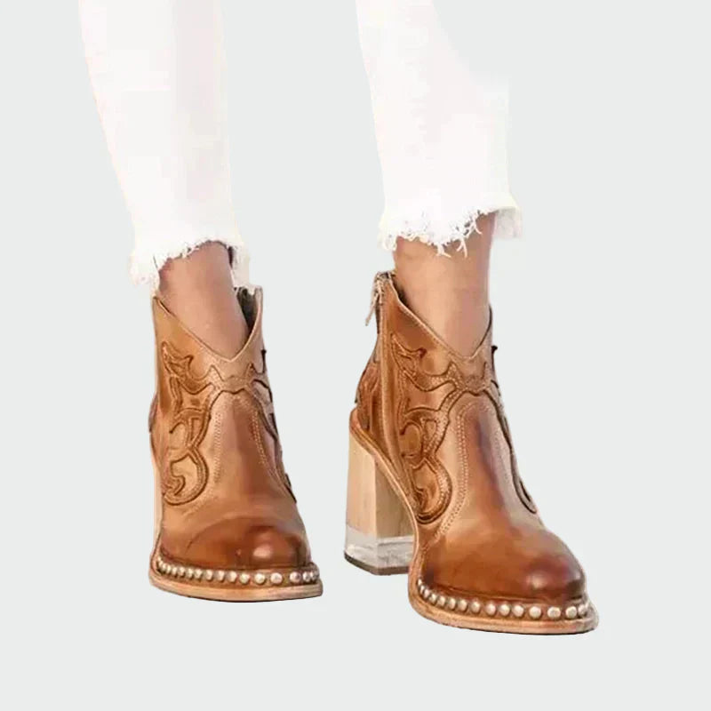 Stylish Embroidered Leather Boots