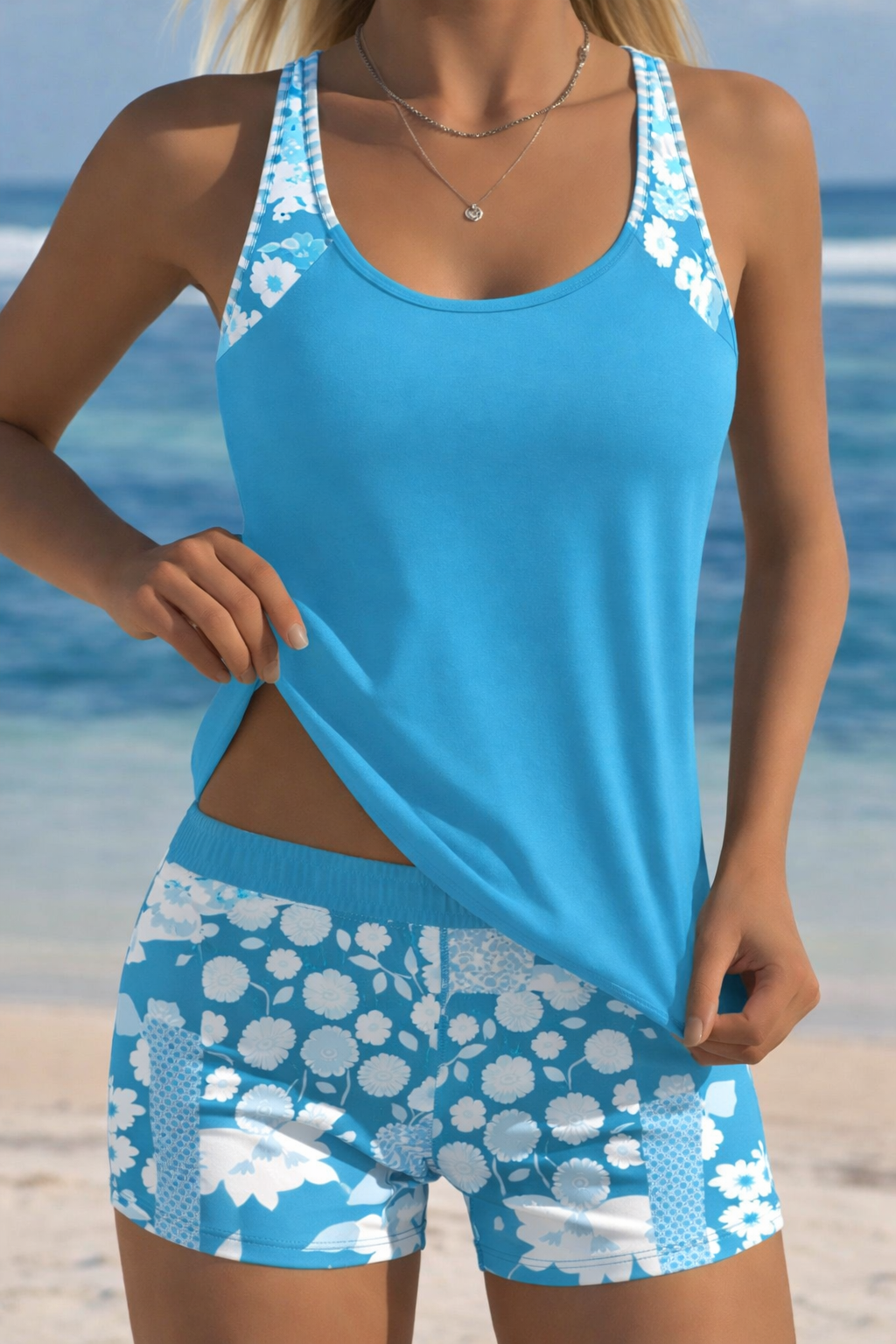 Daniella Tropical Plants Print Tankini Set — Vibrant Botanical Swimwear