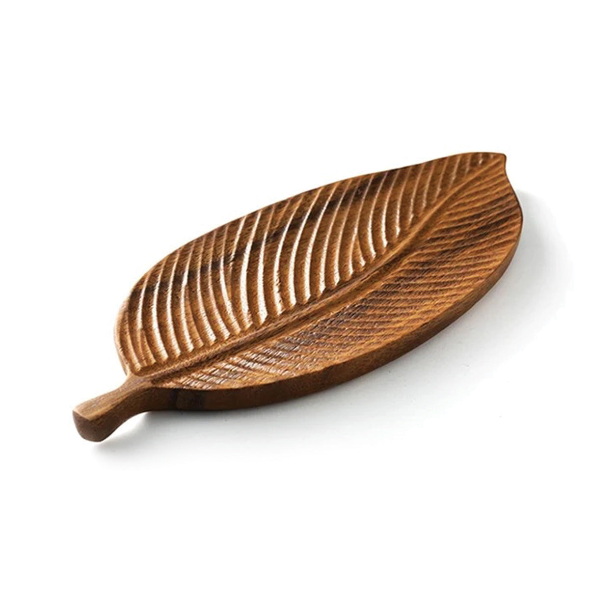 Bowl made of dark walnut wood with leaves