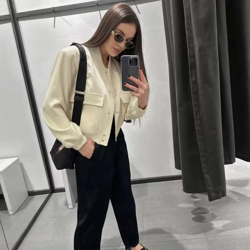 Belle Couture | Stylish Bomber Jacket with Practical Pockets - Regular Fit - Essential for Your Wardrobe