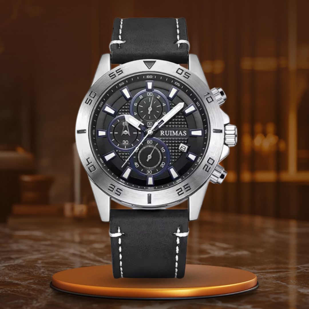 Elegant quartz chronograph watch with digital and analog display