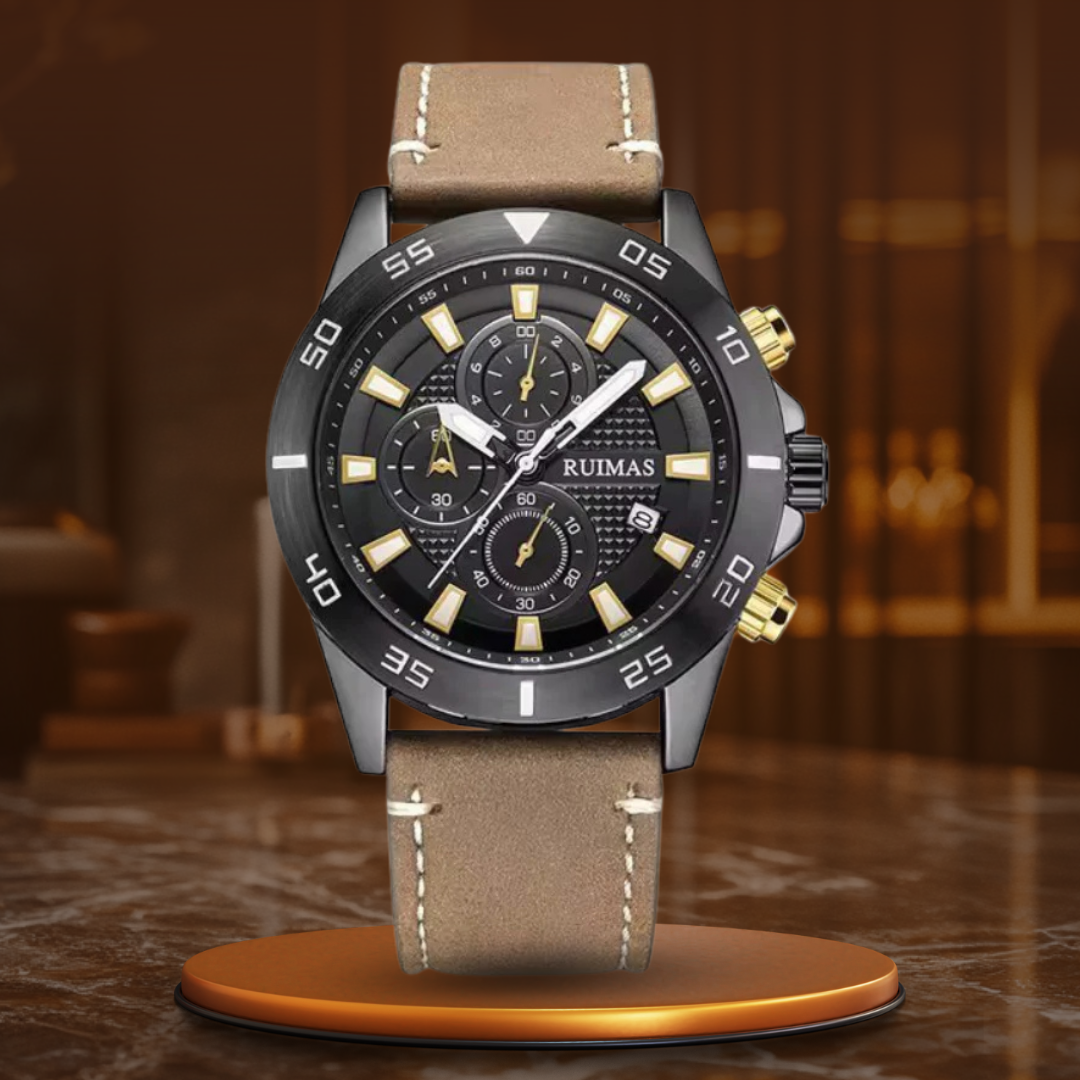Elegant quartz chronograph watch with digital and analog display