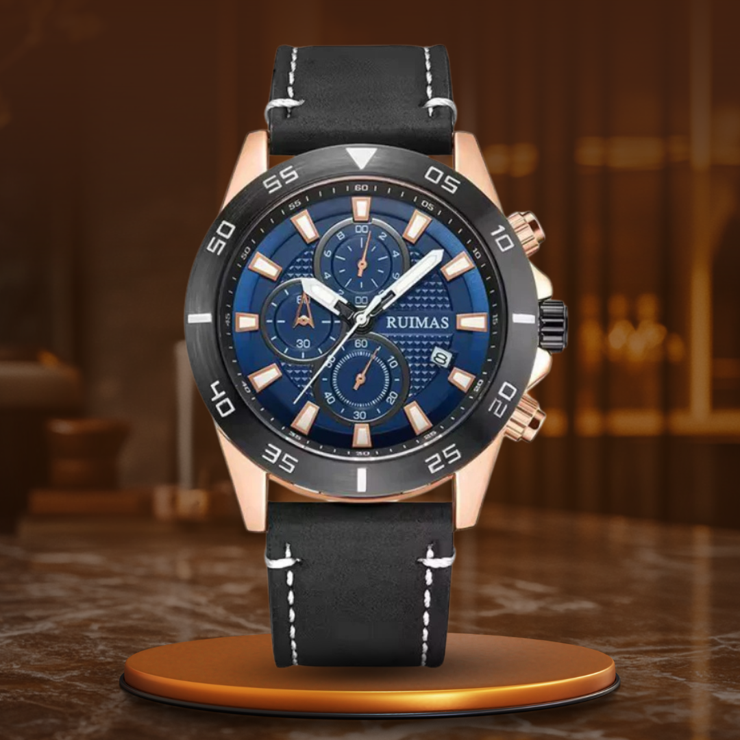 Elegant quartz chronograph watch with digital and analog display
