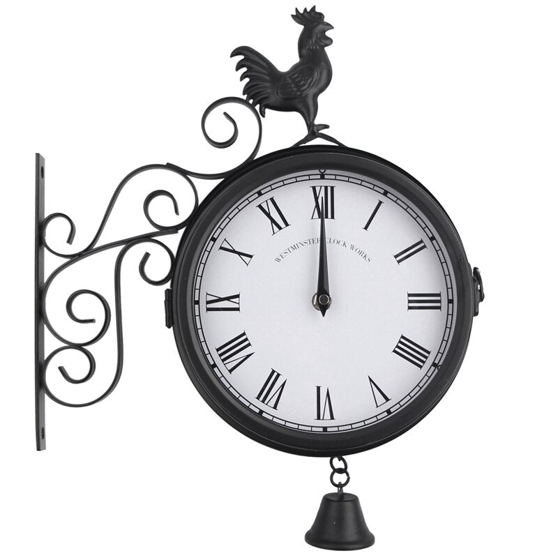 Aelia - Stylish Retro Double-Sided Black Wall Clock for a Unique Touch at Home