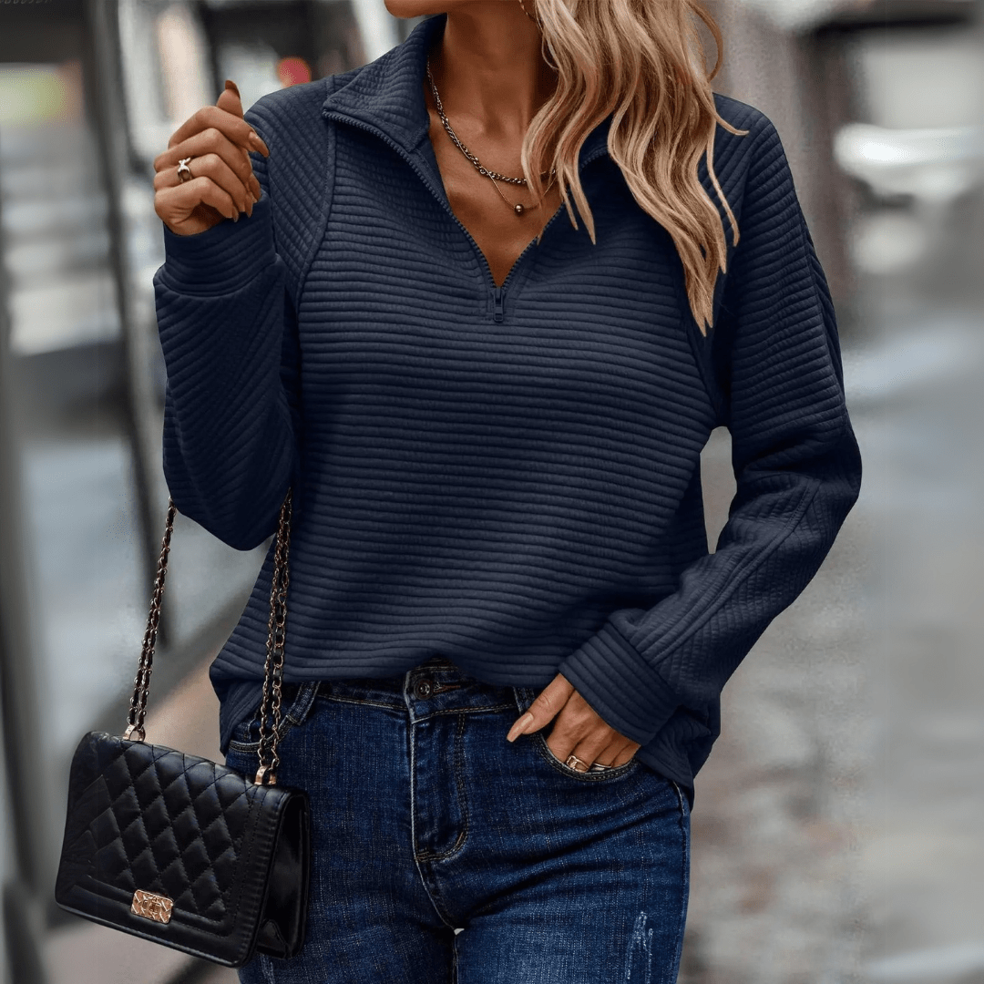 Jessica - Elegant half-zip sweater for a sophisticated style