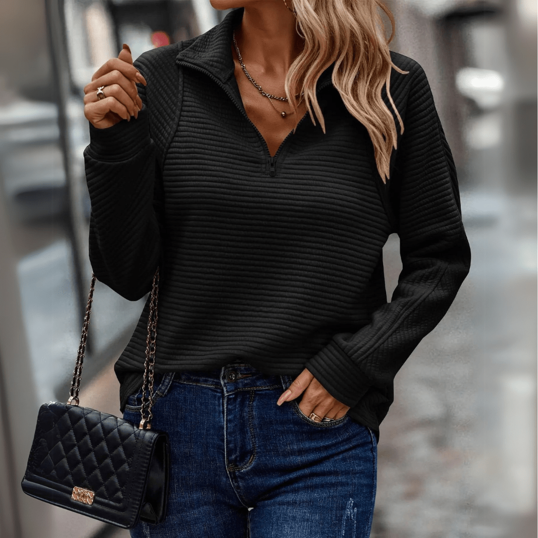 Jessica - Elegant half-zip sweater for a sophisticated style