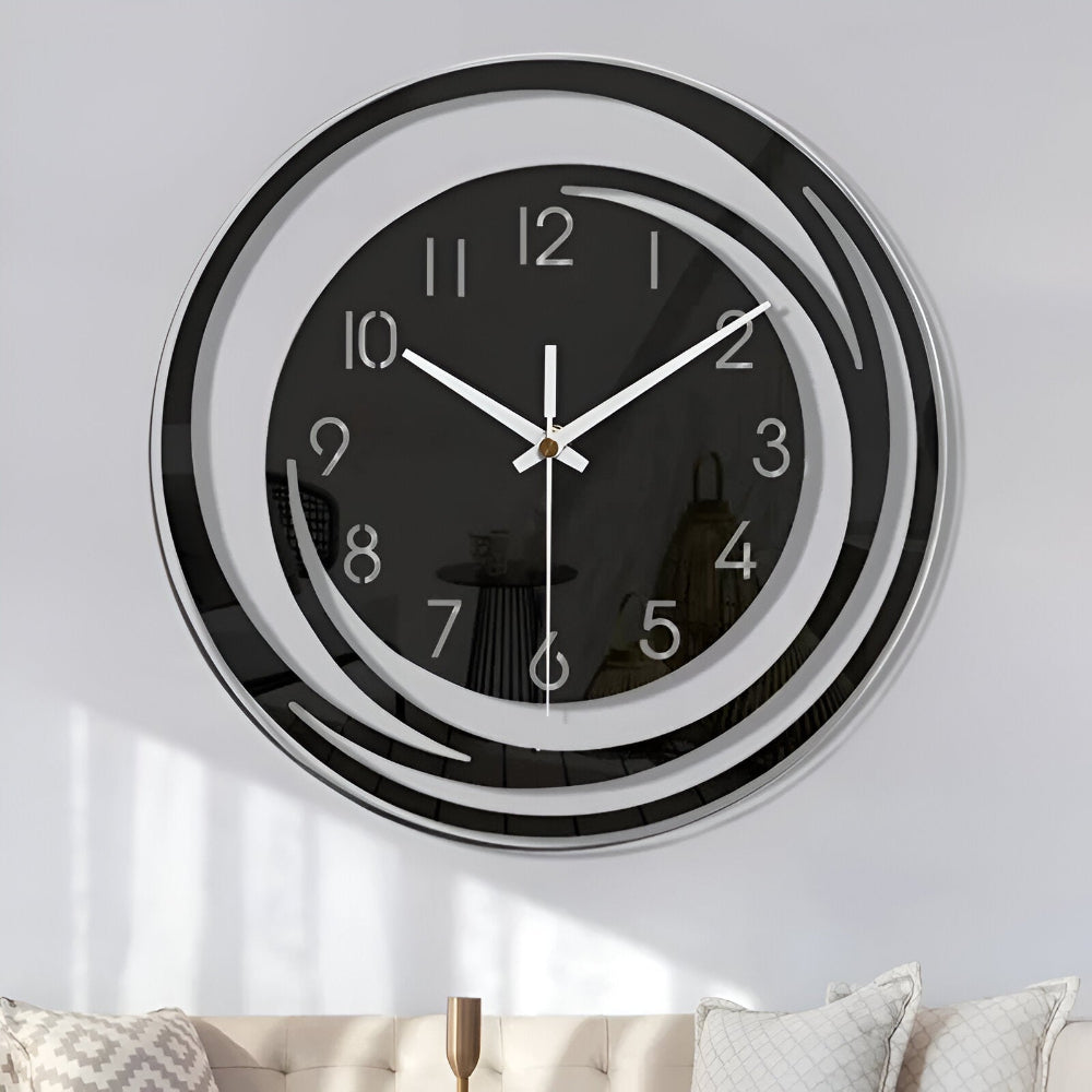 Sorana - Stylish Black Acrylic Wall Clock in Scandinavian Design, 30 cm