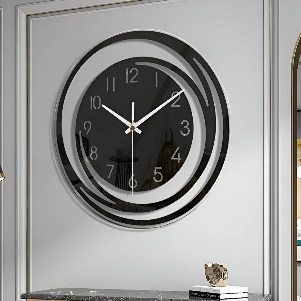 Sorana - Stylish Black Acrylic Wall Clock in Scandinavian Design, 30 cm