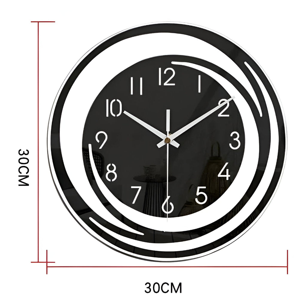 Sorana - Stylish Black Acrylic Wall Clock in Scandinavian Design, 30 cm