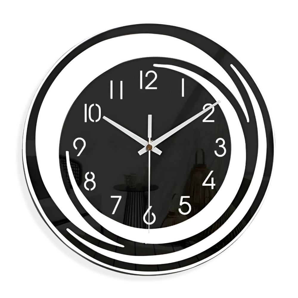 Sorana - Stylish Black Acrylic Wall Clock in Scandinavian Design, 30 cm