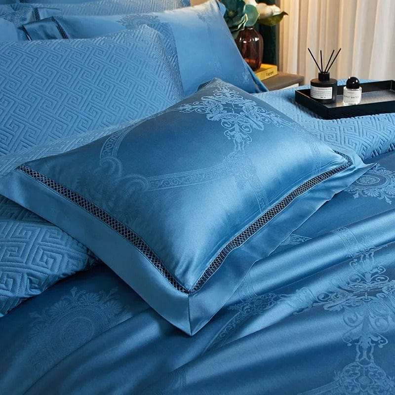 Luxury Blue Egyptian Cotton Duvet Cover Set β 200x230 cm with 2 Elegant Pillowcases