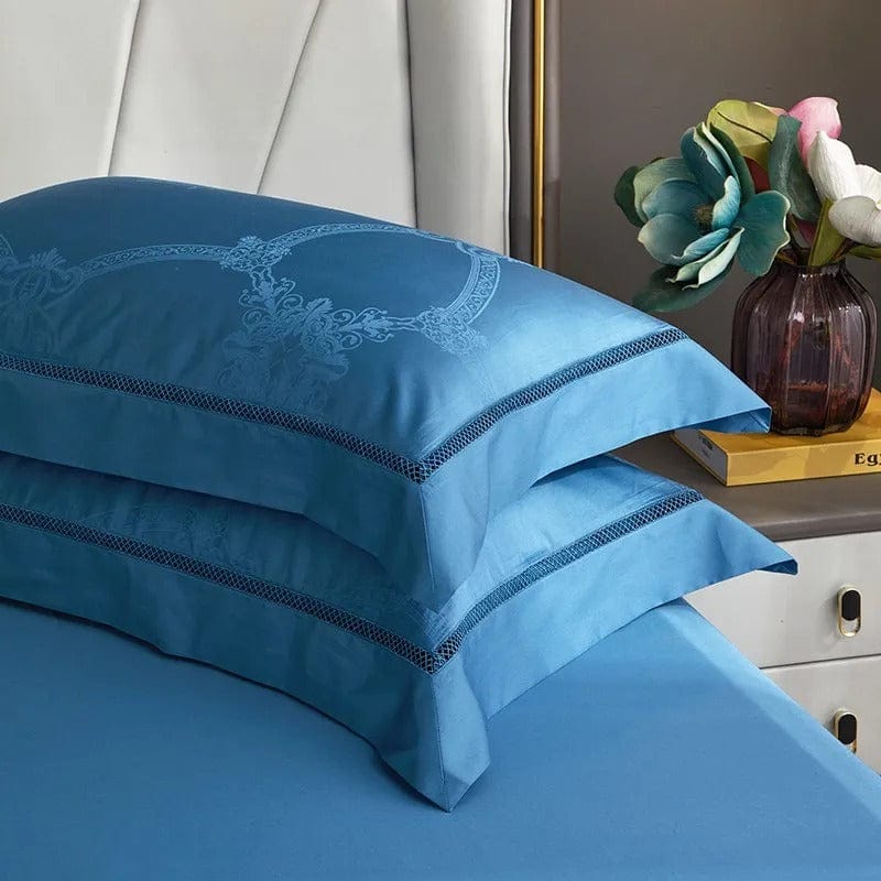 Luxury Blue Egyptian Cotton Duvet Cover Set β 200x230 cm with 2 Elegant Pillowcases