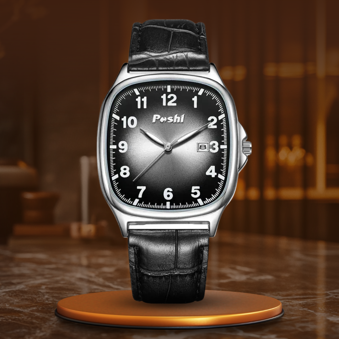 Elegant Quartz Watch with Fashionable Leather Strap