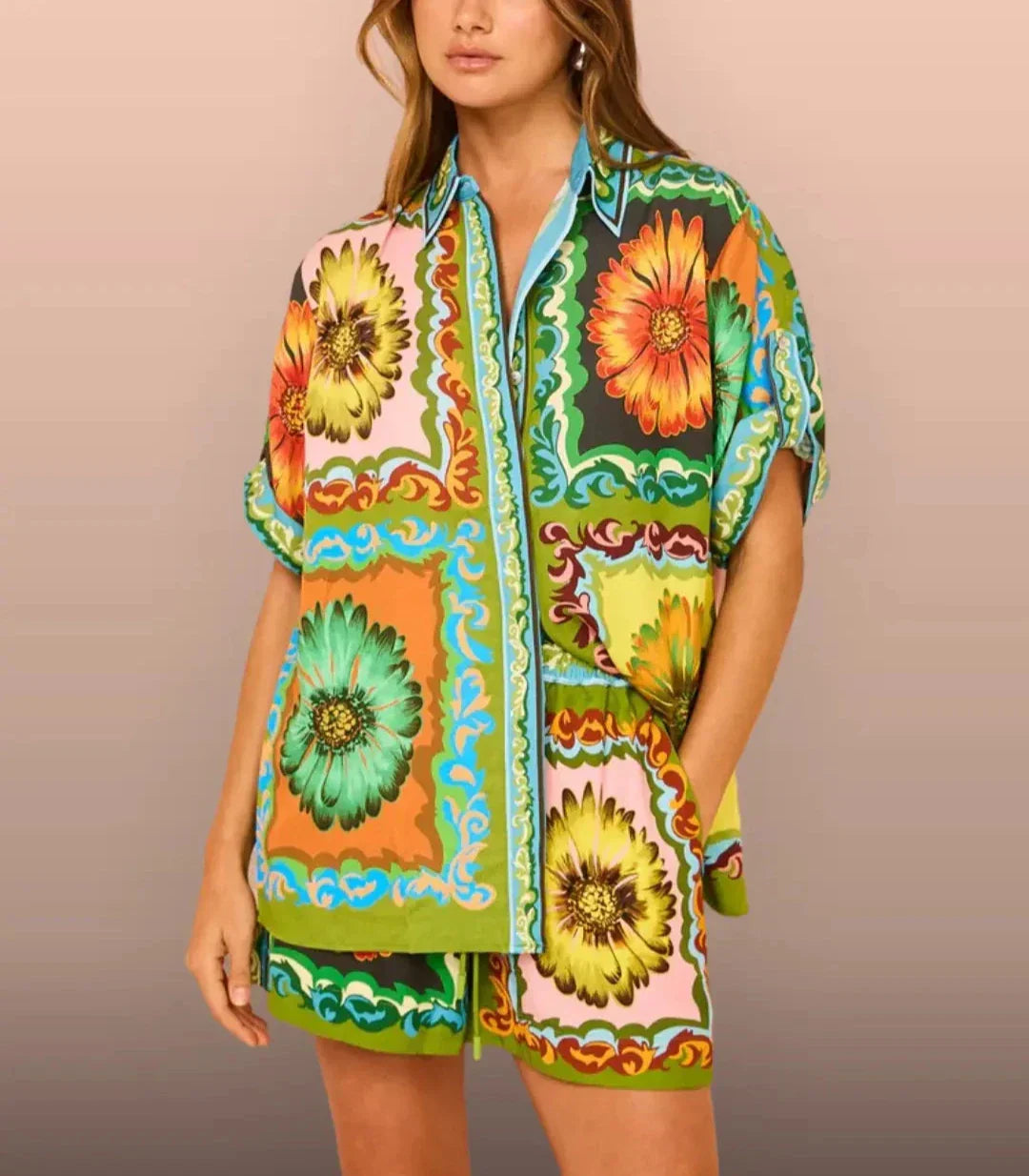 Floral Print Shorts Set with Elegant Coordinated Pieces