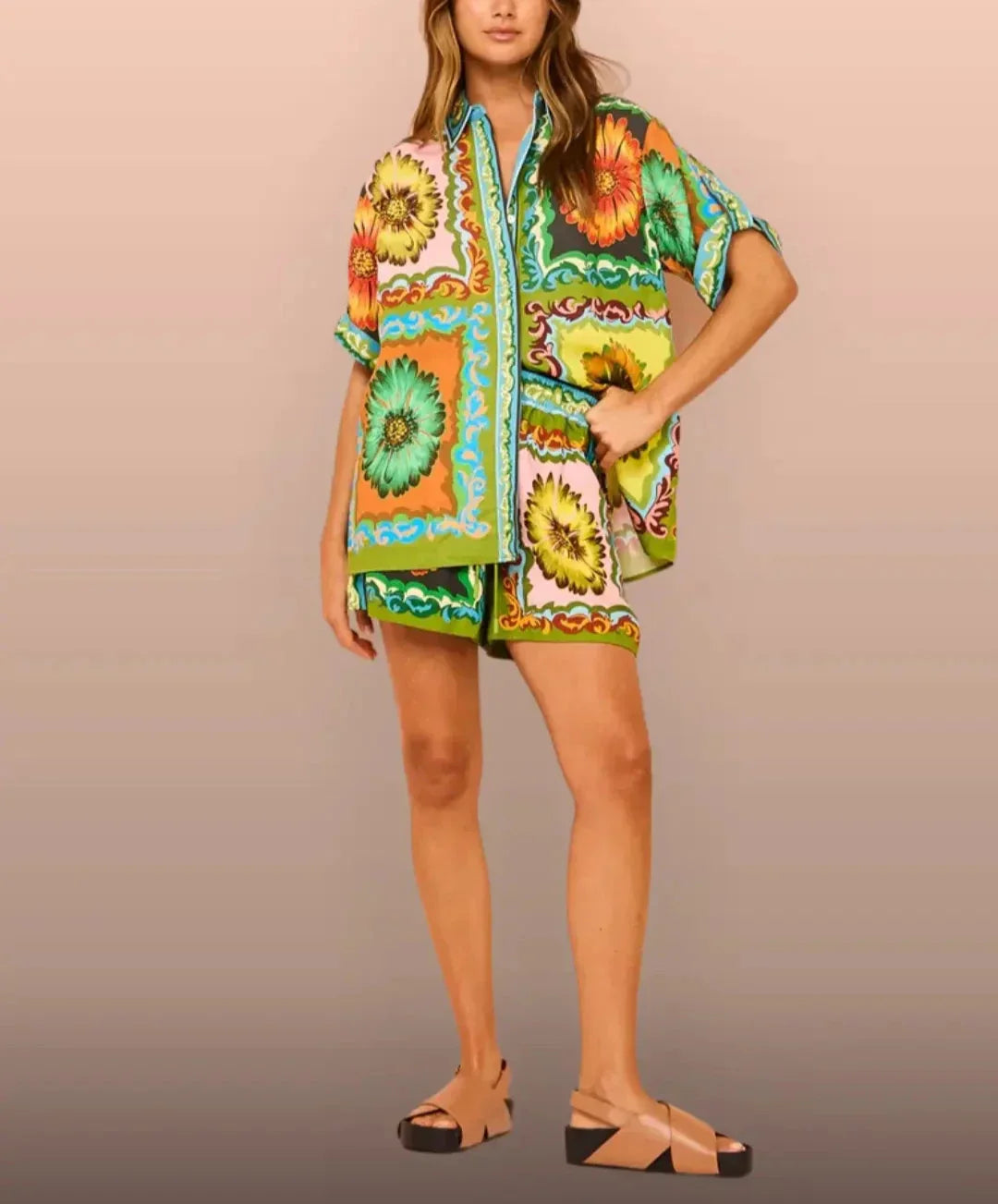 Floral Print Shorts Set with Elegant Coordinated Pieces