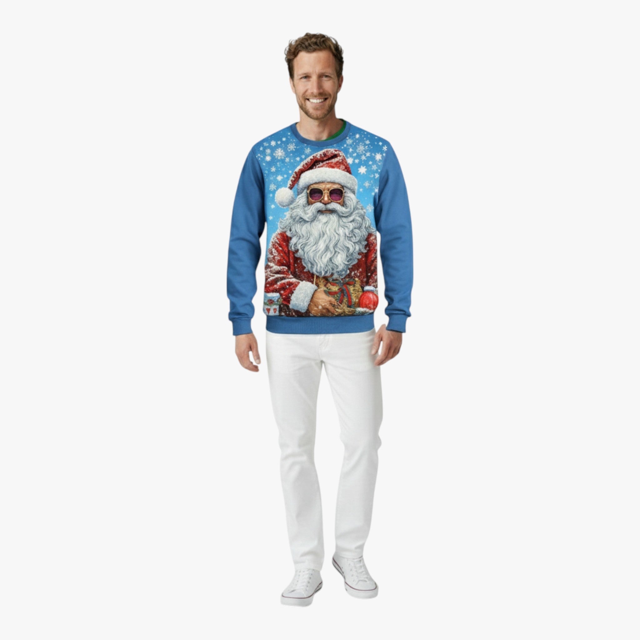 Elegant men's Christmas sweater with colorful music pattern - Perfect for parties and casual style