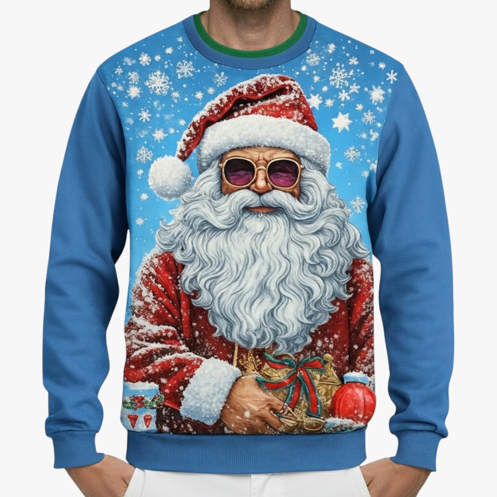 Elegant men's Christmas sweater with colorful music pattern - Perfect for parties and casual style