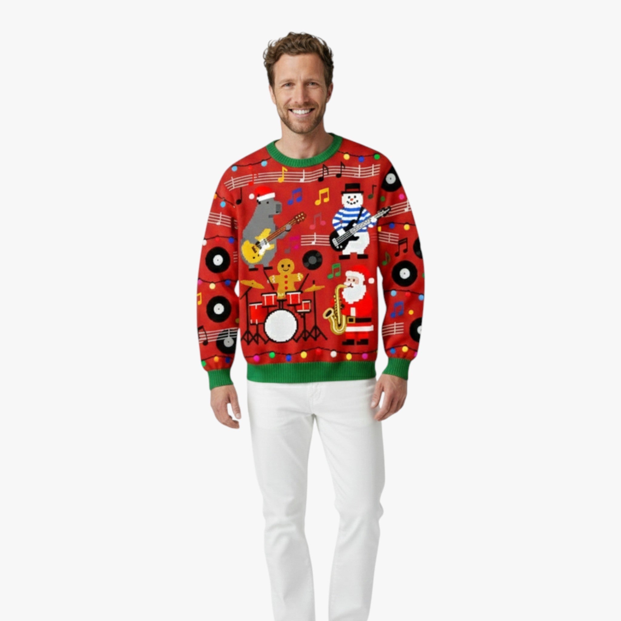 Exclusive Men's Christmas Sweater with Cute Animal Pattern β Perfect for Holiday Festive Mood