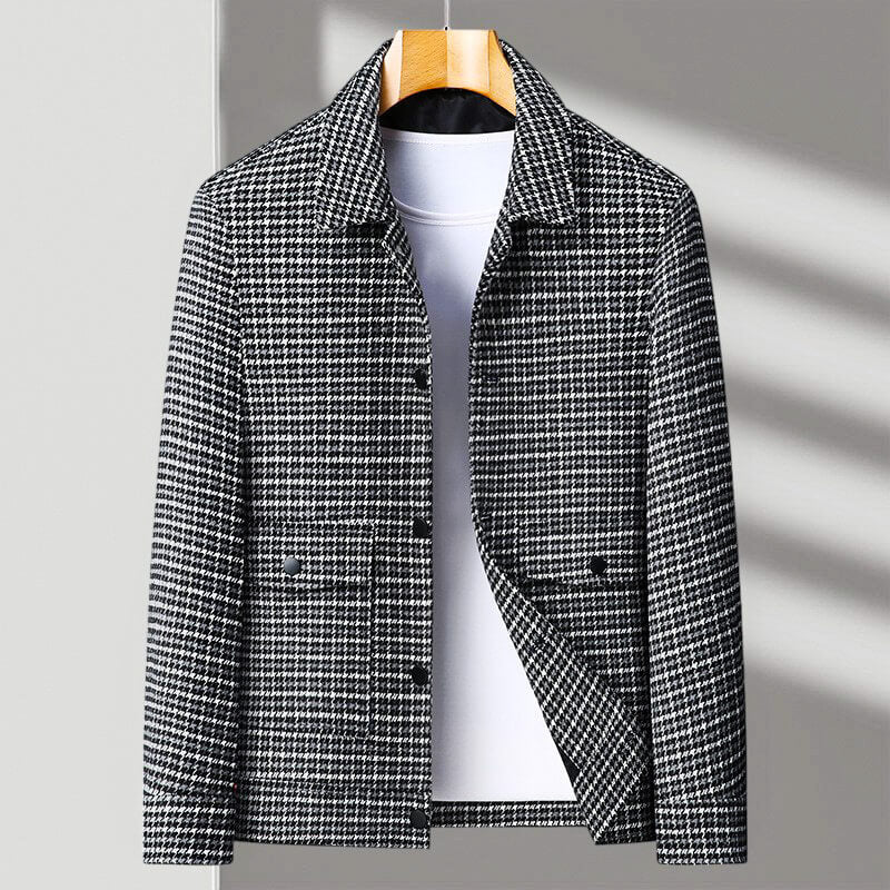 Chic Malcolm Houndstooth Wool Jacket for a Stylish Look
