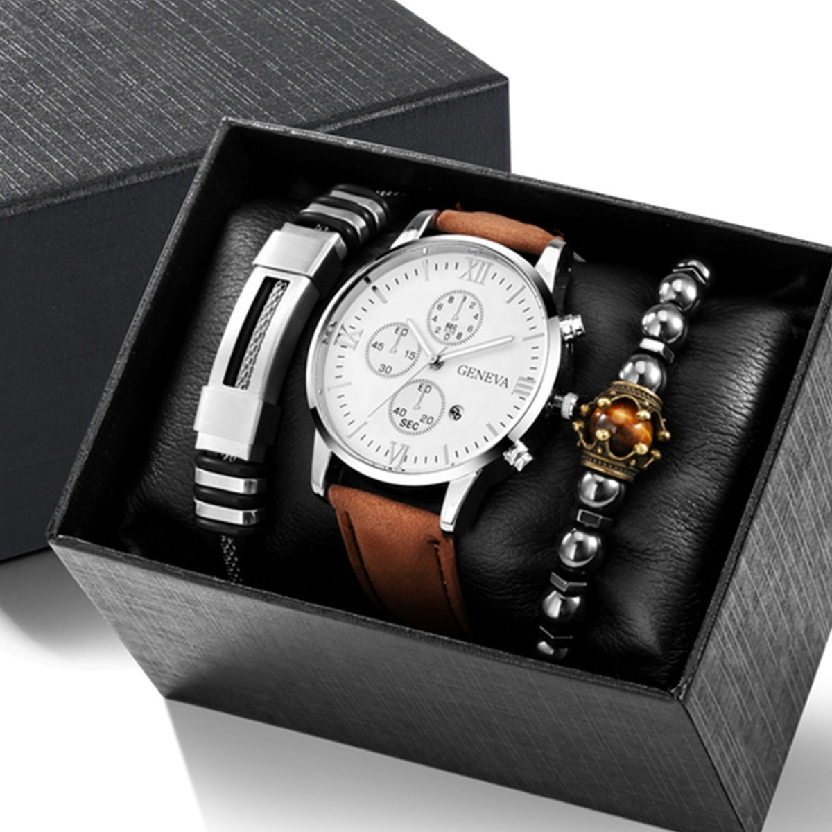 Luxury Signature Quartz Watch Set with Leather Strap for Elegant Style