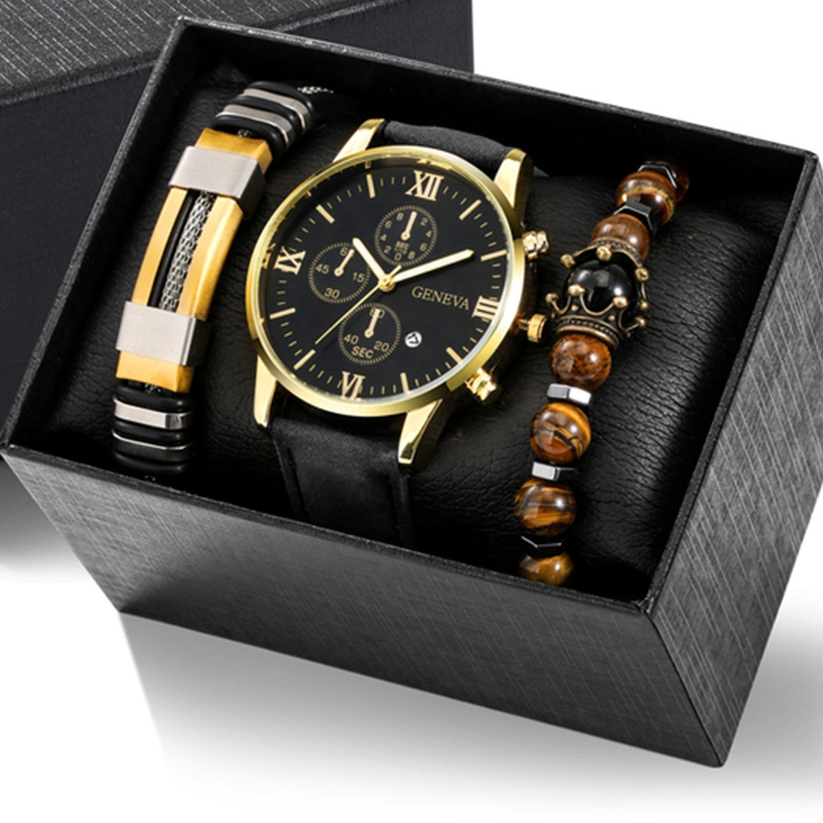 Luxury Signature Quartz Watch Set with Leather Strap for Elegant Style